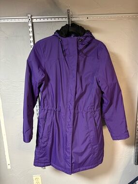 L.L. Bean Women's Deep Purple Hooded Trench Coat